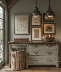 Two wall sconces hang on the walls of an entryway