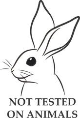 Not tested on animals icon. Cruelty free sign with contour rabbit portrait. Ethical certification mark, label, tag, sticker. Animals rights protection.
