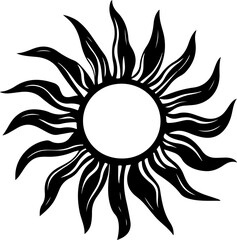 silhouette of graphic illustration of sun with rays