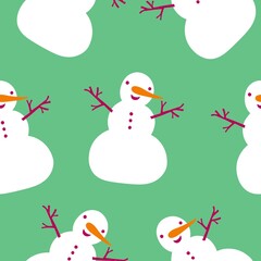 Christmas cartoon ice seamless happy snowman pattern for wrapping paper and fabrics