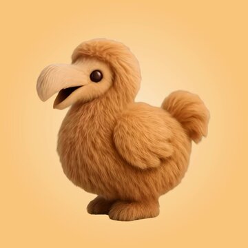 Cute fluffy dodo illustration animation isolated asset, transparent 4K video, alpha channel, ProRes 4444