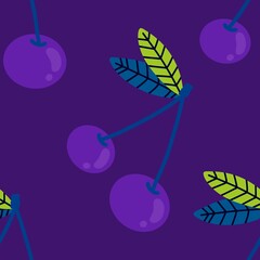 Summer fruit seamless cherry berry pattern for wrapping paper and fabrics
