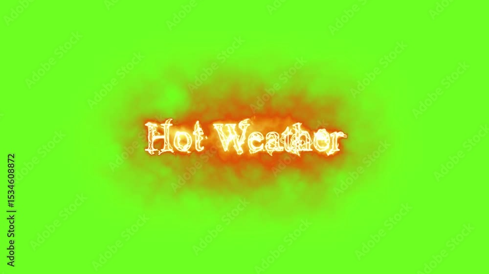 Poster fire animation with green screen background for visual effects use