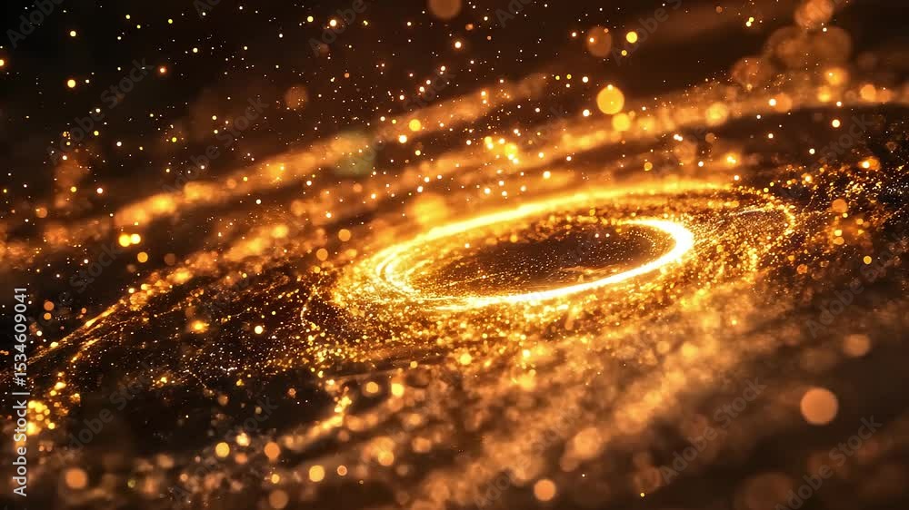 Poster dreamy golden particle vortex dynamic background video