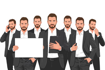 group of business people holding a banner