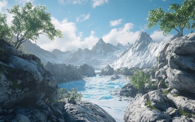 Obraz premium A realistic scene focused on climate change impact on glaciers and polar regions captured with natural lighting and depth.
