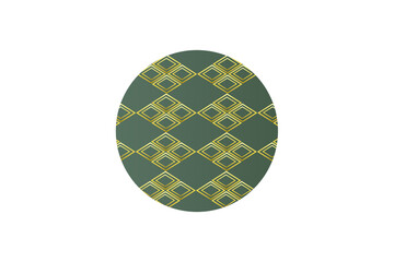 和風円形フレーム　入子菱　ゴールドとモスグリーン
