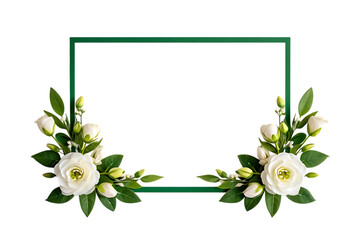Elegant White Roses and Green Frame Floral Border Design Template