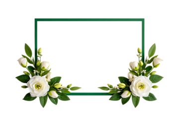 Elegant White Roses and Green Frame Floral Border Design Template