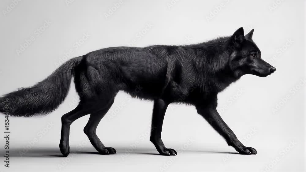 Poster sleek wolf displaying graceful walking motion across consecutive frames