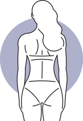 Female silhouette seen from behind with focus on aesthetic body contour and upright posture