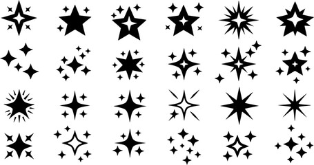 Fototapeta premium Sparkles icon vector set. Twinkling stars illustration sign collection. Shining burst symbol. Star logo. 