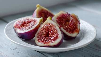 Sliced Figs on a White Plate