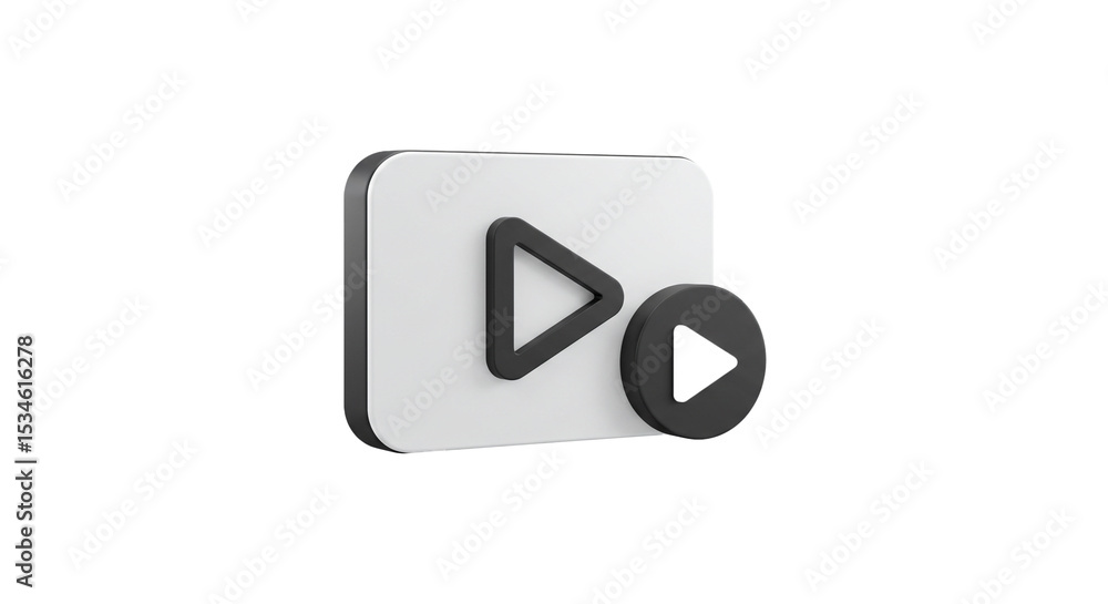 Fototapete play button icon video player multimedia interface 3d rendering for website and app design ui ux on 