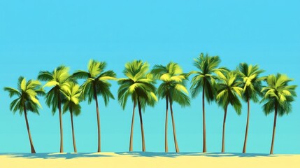 Fototapeta premium Row of palm trees on a beach