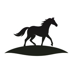 Fototapeta premium Horse Silhouette: A striking silhouette of a majestic horse, poised in graceful motion, beautifully represents strength, freedom, and the timeless elegance of nature.