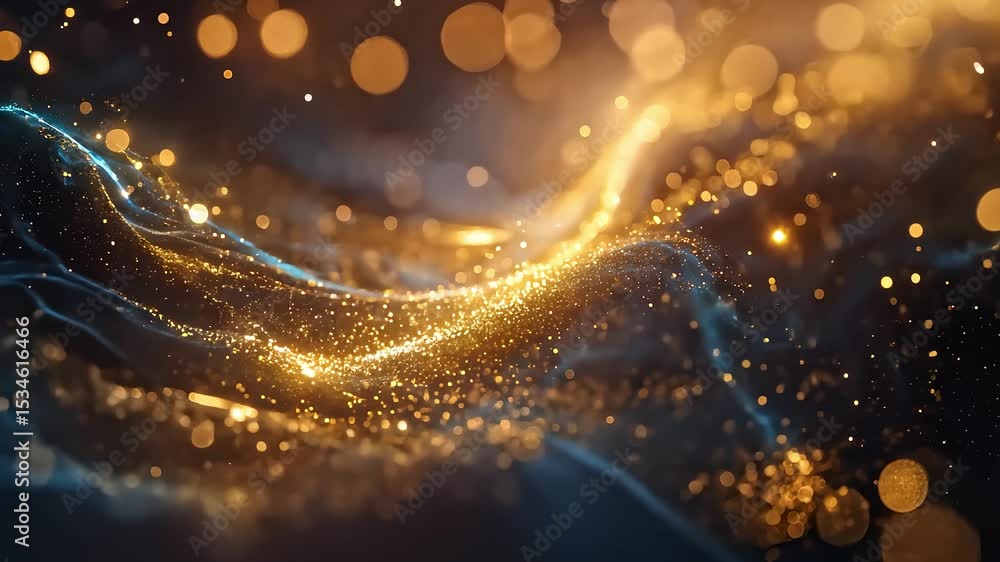 Aufkleber dynamic golden particle flow abstract background visual