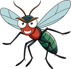 Angry mosquito buzzing intensely glaring ready to bite