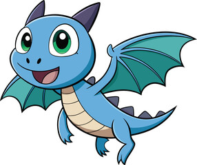 Naklejka premium Young dragon with bright scales playful expression and adventurous spirit 