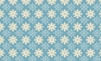Vintage Hand-Drawn Snowflake Pattern on Blue Background. Seamless vector design for Christmas and winter holidays