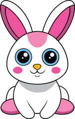 Cute white and pink bunny