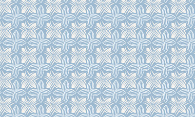 Embossed Floral Pattern in Monochrome Light Blue. Seamless 3D vector background with papercraft texture