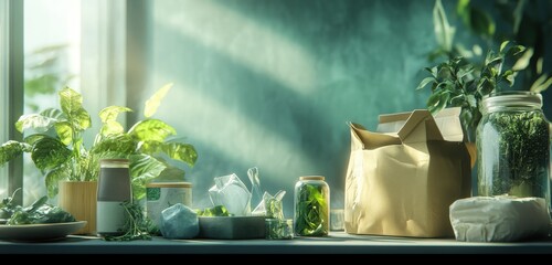 A realistic scene focused on eco conscious packaging and zero waste lifestyle captured with natural lighting and depth.
