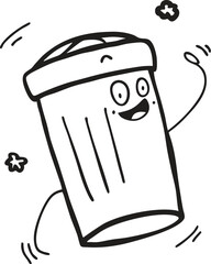 Hand drawn vector illustration of a trash can