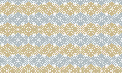 Elegant Geometric Striped Lace Pattern in Blue and Gold. Seamless luxury vector background for formal invitations