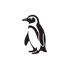 

**"Majestic African Penguin Silhouette Standing Proud – Minimalist Wildlife Vector Art Depicting Endangered Marine Bird from Sou