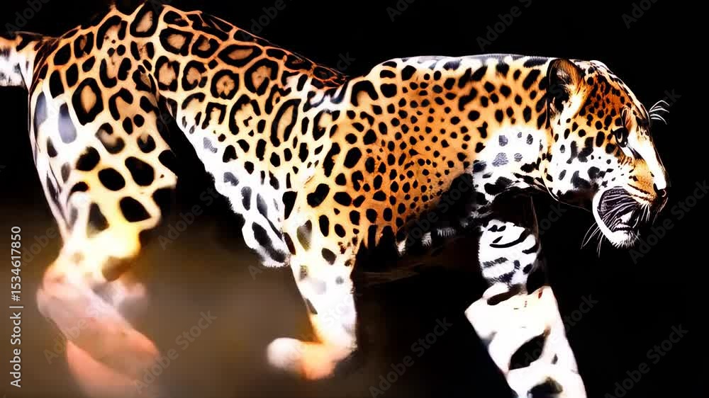 Poster swift leopard in dynamic movement through wilderness terrain