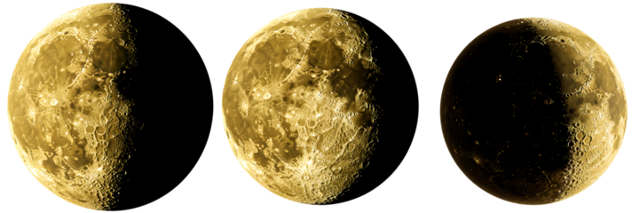 Moon Phases in Golden Light with Texture Transparent Background

