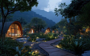 A realistic scene focused on eco friendly tourism and nature trails captured with natural lighting and depth.