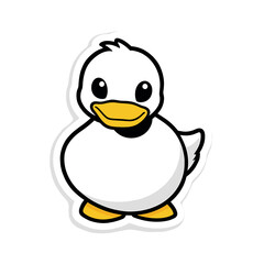 Fototapeta premium Duck and Duckling Character Mascot – Cartoon Vector Icon Sticker Stock Illustration