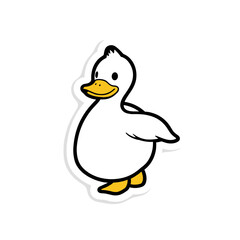 Duck and Duckling Character Mascot &ndash; Cartoon Vector Icon Sticker Stock Illustration