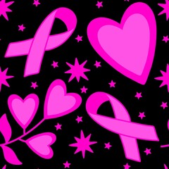Breast cancer month seamless pink ribbon day mammogram pattern for medical accessories and medicine textiles
