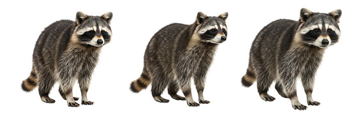 Obraz premium Raccoons Standing and Looking Forward Transparent Background
