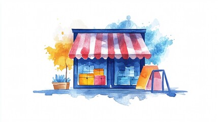 E-commerce Watercolor Style Vector Illustration