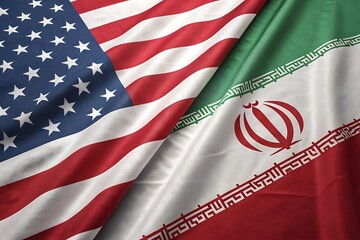 Usa Iran flag: National flags of Usa and Iran together represents relationships and communication between them.