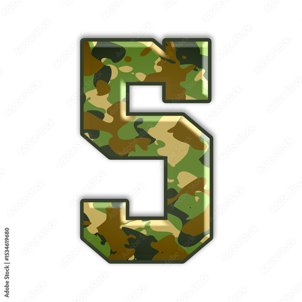 Poster camouflage number with 3d embossed effect transparent background