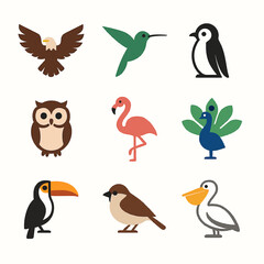 Naklejka premium Flat Vector Icons of Birds | Avian Species Collection