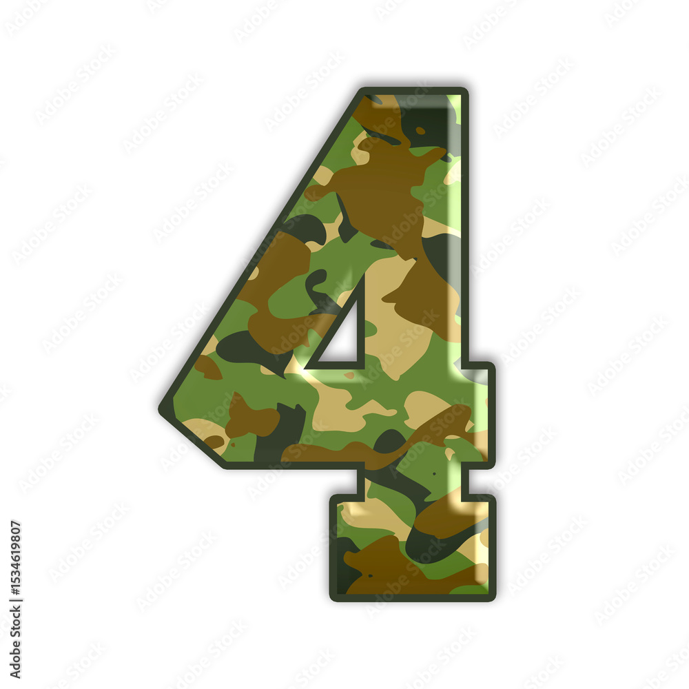 Fototapete camouflage number with 3d embossed effect transparent background