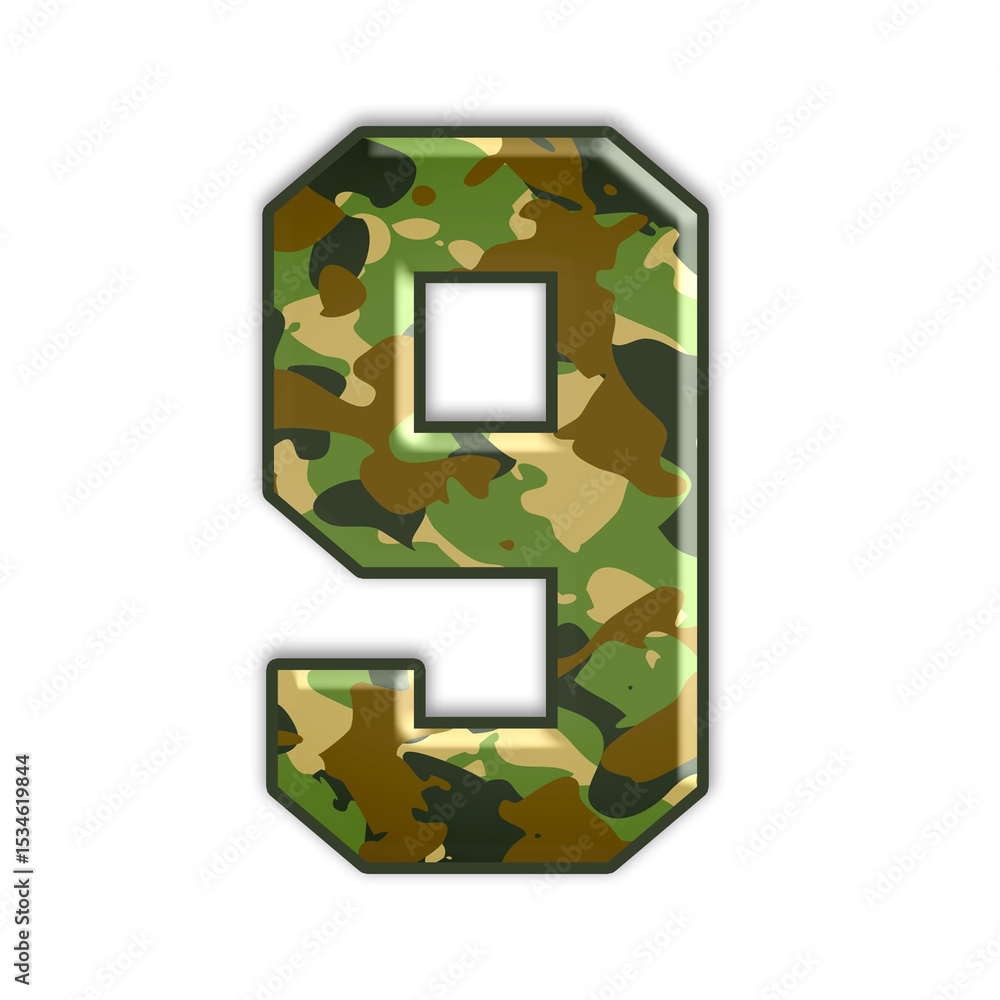 Fototapete camouflage number with 3d embossed effect transparent background