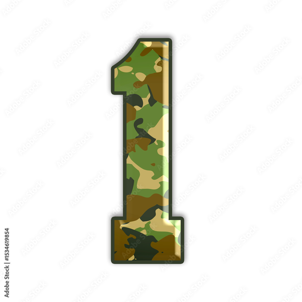 Fototapete camouflage number with 3d embossed effect transparent background