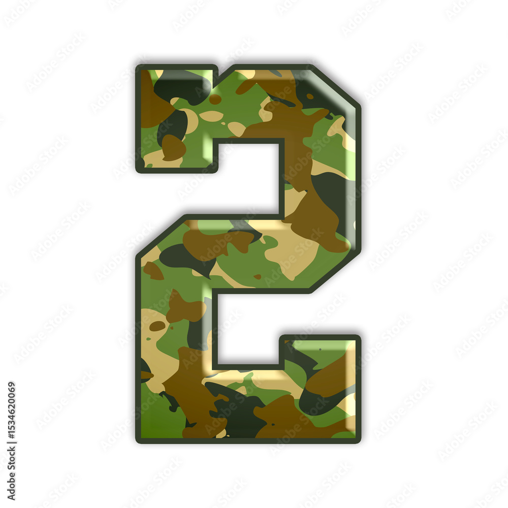 Poster camouflage number with 3d embossed effect transparent background