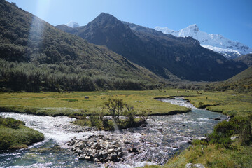 Scenery view of mountain lake