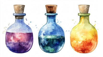 Magical Potion Watercolor Art Vector Illustration