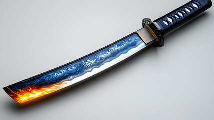 Sharp Japanese sword, fire and ice