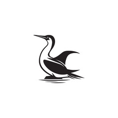 Booby Bird Silhouette Vector Design – Bold Coastal Seabird Graphic Featuring Iconic Pose, Minimalist Black Outline Style, Marine Wildlife Art Perfect for Prints, Logos, and Decor
