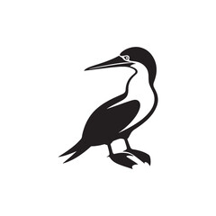Booby Bird Silhouette Vector Design – Bold Coastal Seabird Graphic Featuring Iconic Pose, Minimalist Black Outline Style, Marine Wildlife Art Perfect for Prints, Logos, and Decor
